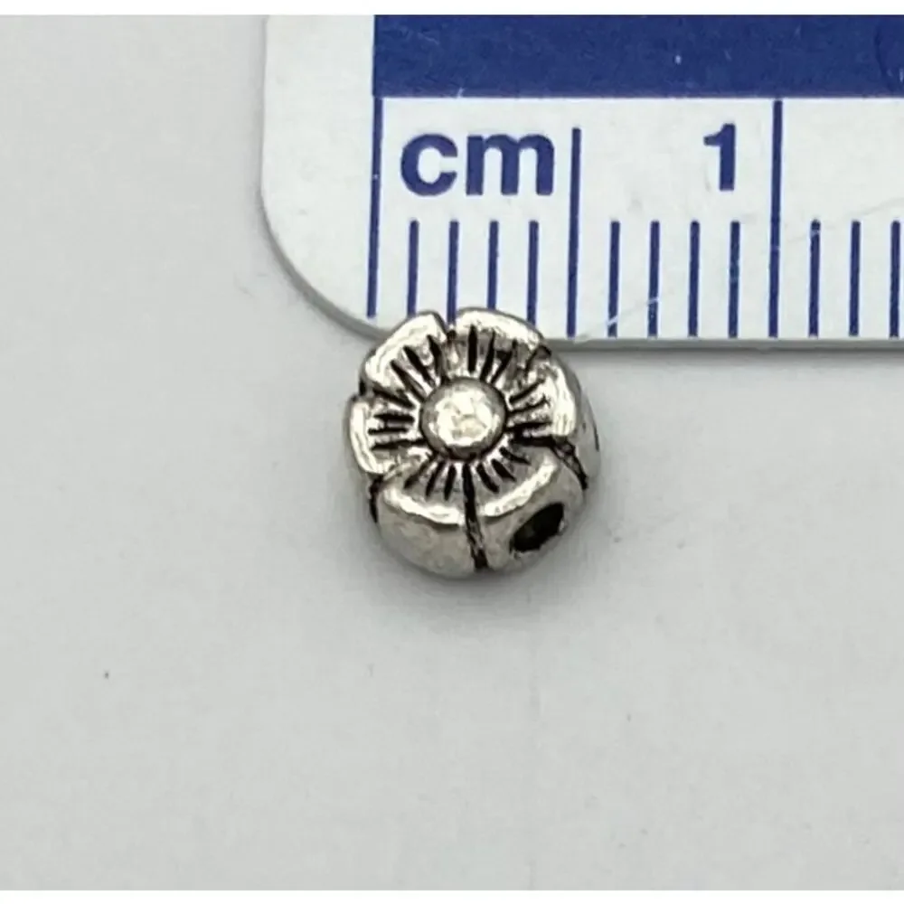 Silver Tone Beads for Jewelry Making Lot 2 lbs 5.4 oz Tube Oval Circle Flower